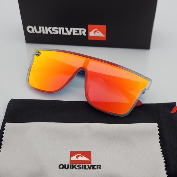 Quiksilver Shield Sunglasses USA Red White Blue Frame Orange Mirror Lens NEW - Picture 2 of 12